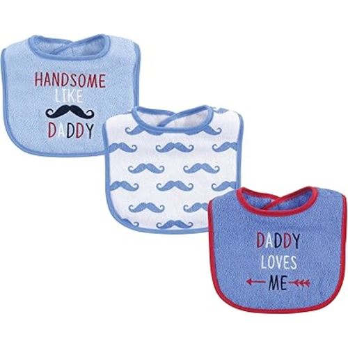 Luvable Friends Unisex Baby Cotton Drooler Bibs with Fiber Filling, Boy Daddy, One Size