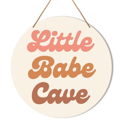 Muktoujaumai Baby Girl Nursery Wall Decor, Boho Nursery Hanging Sign Decor Bohemia Wall Decoration Wood Sign for Girl Bedroom, Playroom, Gift for Newborn Baby Girl Toddler, Little Babe Cave