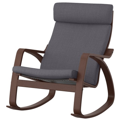 POÄNG Rocking chair - brown/Skiftebo dark gray