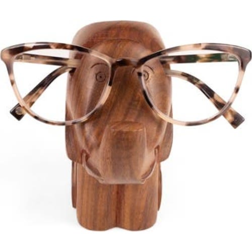Elephant Eyeglass Holder Stand - Hand Carved Wood