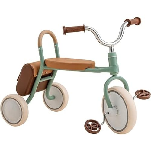 Mate Toddler Tricycle Age 2.5-4 Kids First Birthday Gift Toy Bike with Handlebar Grips & Storage for Outdoor Play (Green)