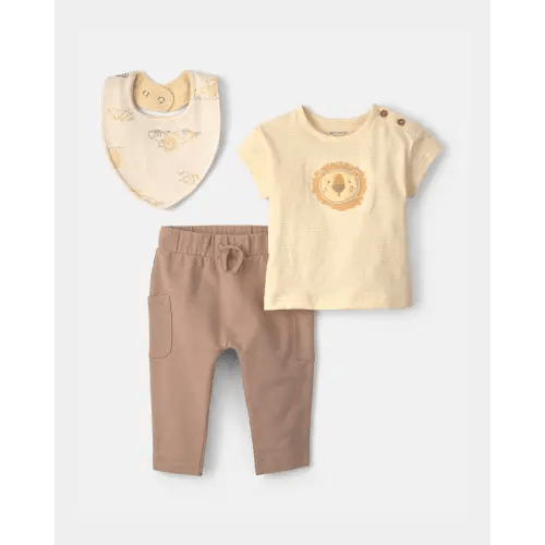 Baby Boy 3-Piece Lion Top & Pant Set - Brown