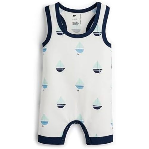 monica + andy Racerback Shortall, 100% Organic Baby Clothes for Boys, Baby Romper, Sizes For Preemie, Newborn & Infant