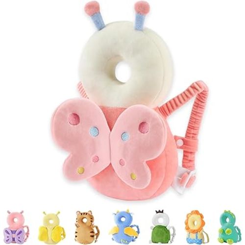 Baby Head Protector Backpack for Walking Crawling, Dot Butterfly