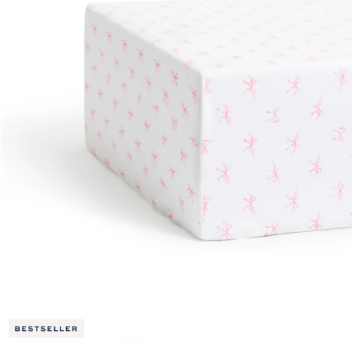 Luxe Premium Percale Crib Sheet in Blushing Bows
