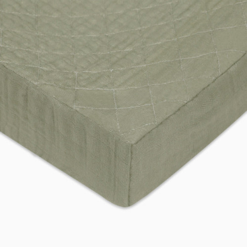 Quilted Changing Pad Cover in GOTS Certified Organic Muslin Cotton - Matcha
