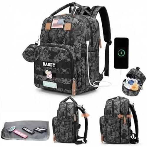 Expandable Baby Diaper Backpack - Large Capacity, Insulated Bottle Pockets, Stroller Straps, Laptop Sleeve & Pad(Multicolor)