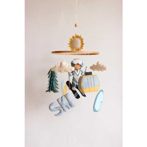 Ski baby mobile,  skiing baby mobile, snowboard mobile, winter sports mobile, mountain nursery decor