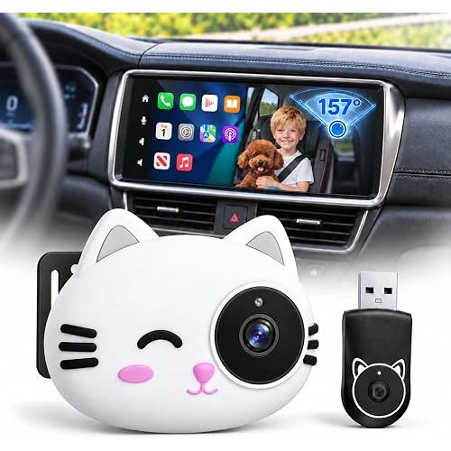 2-in-1 Baby Car Camera&Wireless CarPlay Adapter,1080P Baby Monitor
