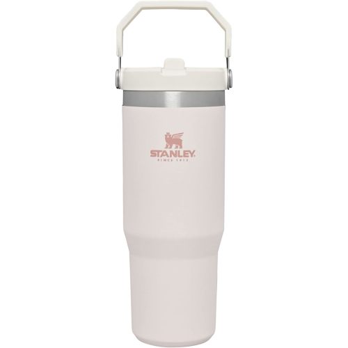 STANLEY IceFlow Flip Straw Tumbler with Handle 30 oz | Twist On Lid and Flip Up Straw | Leak Resistant Water Bottle | Insulated Stainless Steel |BPA-Free | Rose Quartz