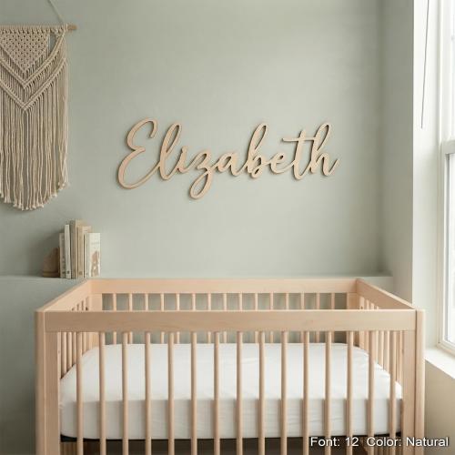 Personalized Wooden Name Sign, Custom Nursery Wall Decor, Above Crib Baby Name Plaque, Wood Lettering Script Sign, Newborn Gift Idea