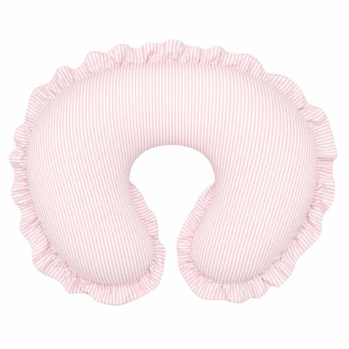 Hooyax Nursing Pillow Cover, 100% Cotton Breastfeeding Pillow Cover for Newborn Baby Boys and Girls, Soft and Breathable Classic Striped Slipcover Replacement, Hidden Zipper, Ruffled Design, Pink