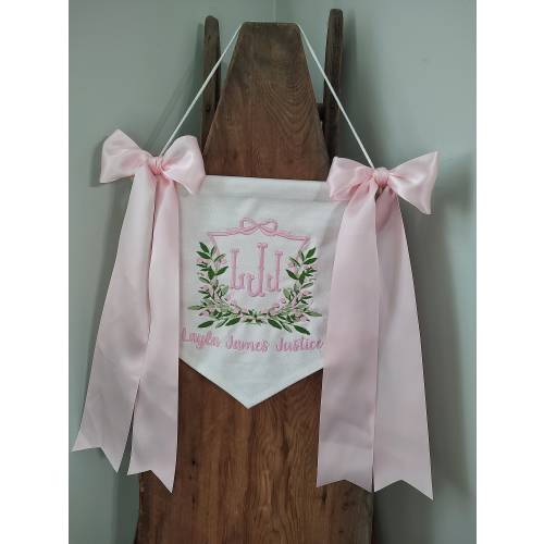 Personalized Welcome Baby Banner, Monogram Nursery Decor