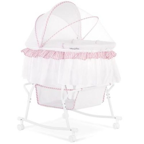 Dream On Me JPMA Certified Lacy Portable 2-in-1 Bassinet & Cradle, Pink/White