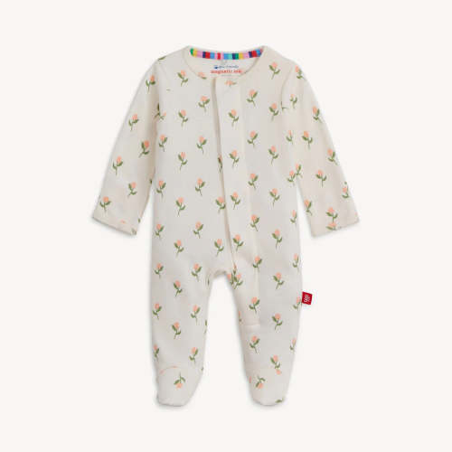 Magnetic Me Organic Cotton Magnetic Footie - Floral Chicken Tender