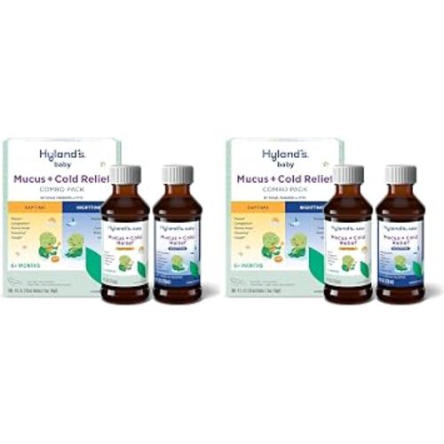 Hyland's Baby Mucus and Cold Relief,Day and Night Value Pack,Infant-and Baby Cold Medicine,Decongestant-and Cough Relief,4 Fl Oz,(Pack of 4)