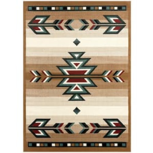 Premium Sagrada Beige/Green 5 ft. x 7 ft. Geometric Polypropylene Area Rug