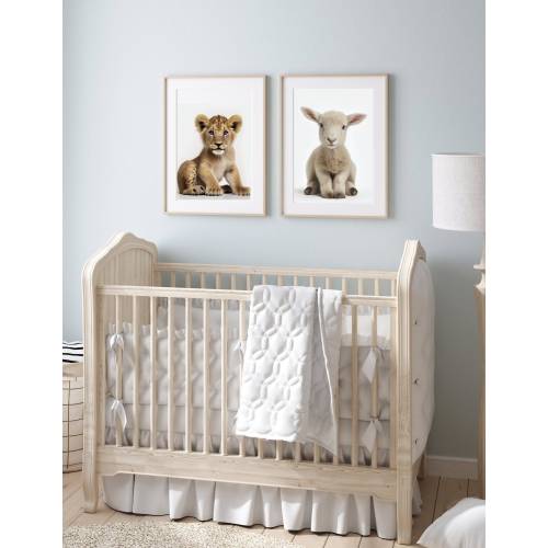 Christian Nursery Decor featuring Lion and Lamb Images with Biblical Meaning for Baby Boy Nursery, Baby Girl Nursery, Kids Room, or Playroom