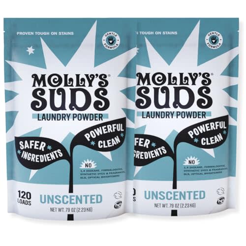 Molly's Suds Original Laundry Detergent Powder | Clean Laundry Detergent Powder for Sensitive Skin | Simple, Effective Ingredients, Stain Fighting | 240 Loads (Unscented)