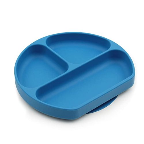 Bumkins Silicone Grip Dish, Suction Plate, Divided Plate, Baby Toddler Plate, BPA Free, Microwave Dishwasher Safe – Dark Blue - 1 Count
