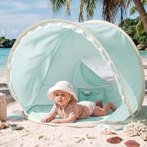 Baby Beach Tent Pop Up, Baby Tent with UV Protection Sun Shelter - Blue