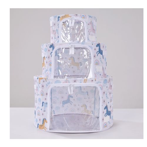 Periea Set of 3 Round Childrens Collapsible Storage Boxes