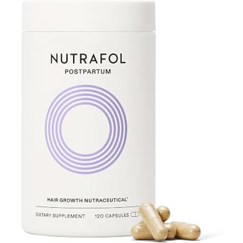 Nutrafol Postpartum Hair Growth Supplements, Clinically Tested for Visibly Thicker Hair and Less Shedding, Breastfeeding-friendly