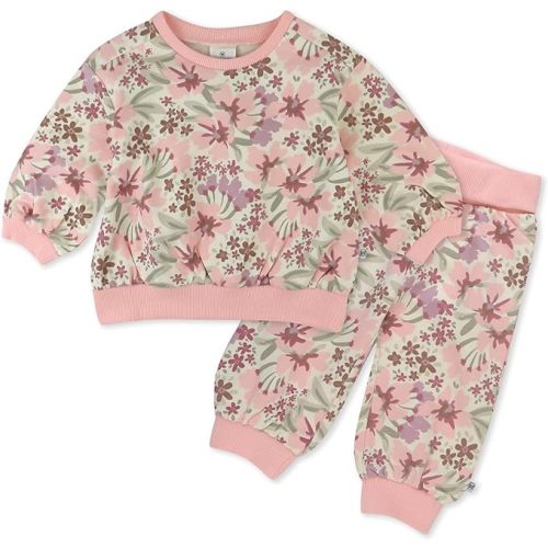 HonestBaby 2-Pack Crewneck Sweatshirt and Sweatpant Set 100% Organic Cotton for Toddler, Baby Boys, Girls