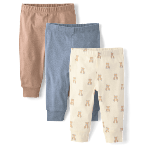 Baby Boys Bear Pants 3-Pack - Blue