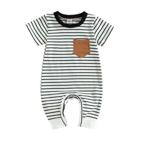 Infant Baby Boys Jumpsuit Crew Neck Color Block Short Sleeve Striped P – August + Willow