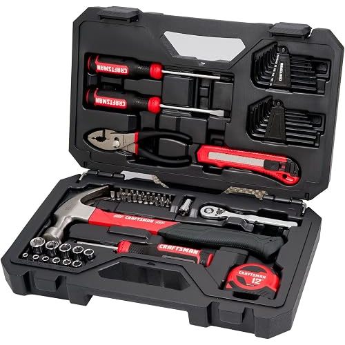 CRAFTSMAN 57 Piece Mechanics Tool Set Home Tool Set, Sockets, Ratchet, Screwdrivers, Hammer, Pliers, Hex Keys, Specialty Bits Hand Tools (CMMT99447)