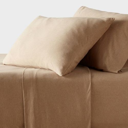 Queen Cotton Jersey Sheet Set Brown Heather - Threshold™: Knitted, OEKO-TEX Certified, Fits up to 17" Mattress
