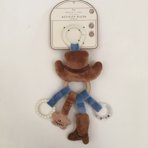 NEW Cowboy Activity Plush with Clip Baby Toy Crinkles Rattles Baby Gift |