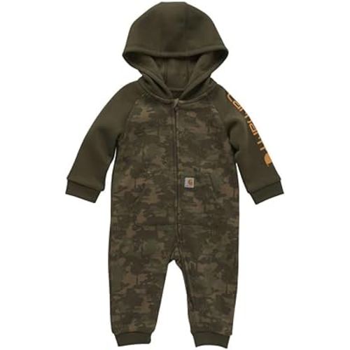 Carhartt baby-boys Long-sleeve Hooded Zip-up Footless Jumpsuit One-piece Hoodie