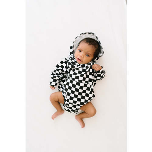 Black Checkered Hoodie Romper