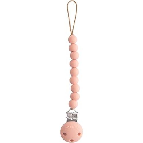 mushie 100% Silicone Baby Pacifier Clip BPA Free | Hera (Powder Pink)