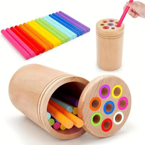 Wooden Montessori Stick Toy, 1 Set Colorful Hand-eye Coordination - TikTok Shop