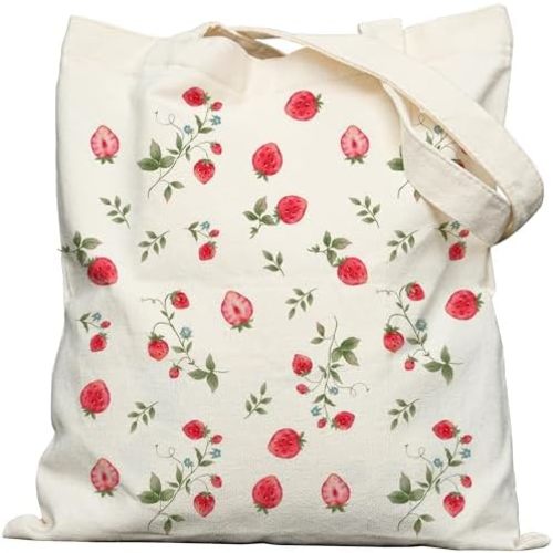 METALPHA Aesthetic Tote Bag for Women Girls - Resuable Double-Sided Printed Canvas Tote Bag with Snap Closure and Pocket