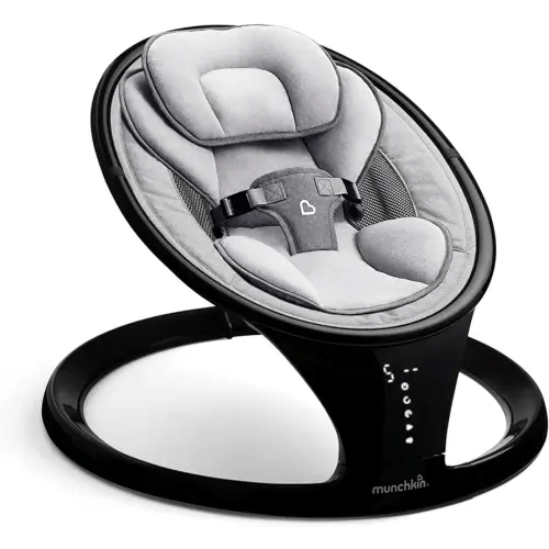 Munchkin® Bluetooth Enabled Lightweight Baby Swing with Natural Sway in 5 Ranges of Motion, Includes Remote Control, Black