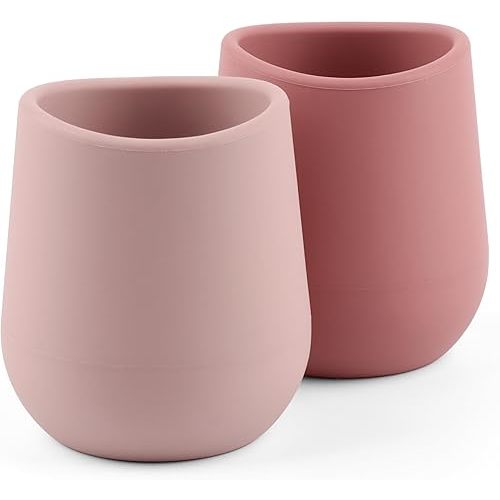 Silicone Baby Cups for 6-12 Months Infants, Silicone Tiny Cups Open Training Cup for Baby Led Weaning, 2 Pack (Color 1)