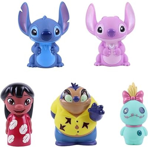 Disney Stitch - 5 Piece Jumbo Squirter Bucket - Bath Toys for Baby and Toddlers - Includes Organizer Bucket - Store Bath Time Water Toys