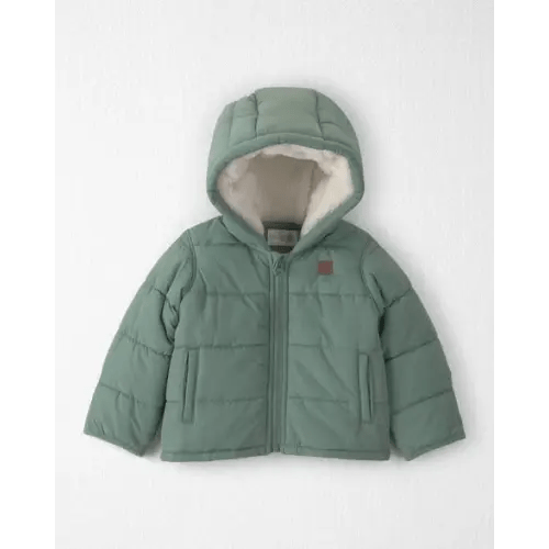 Baby Recycled Teddy Fleece Hooded Puffer Jacket - Little Planet | Carter's