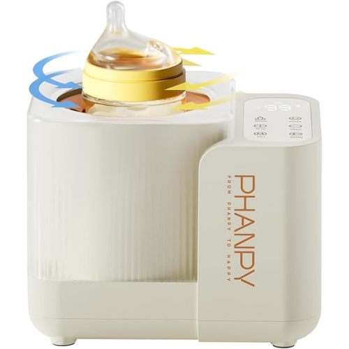 Phanpy SmartSwirl Waterless Bottle Warmer - Patented Airbag Heating for Nutrient Protection, Off-Center & Smart Dual-Direction Mixing for Clump-Free Formula, Fits All Bottles, Quiet & Safe