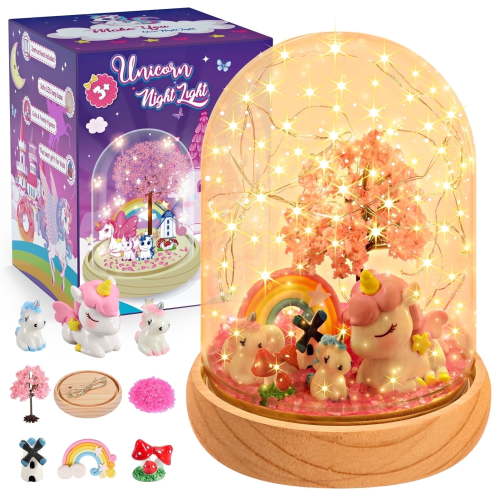 ATOPDREAM Unicorn Night Light Craft Kit for Girls Ages 3-12 Kids DIY Unicorn Family and Fairy-Tale Garden