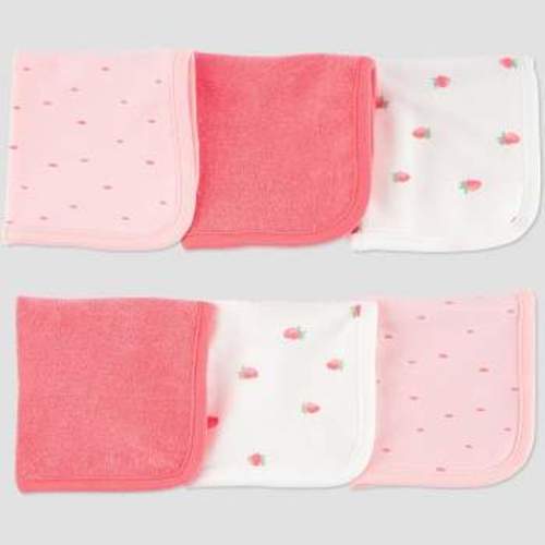 Baby 6pk Washcloth Set - Cloud Island™ Pink: Extra Lightweight Cotton-Polyester, Botanical Floral Pattern, 9"x9" : Target