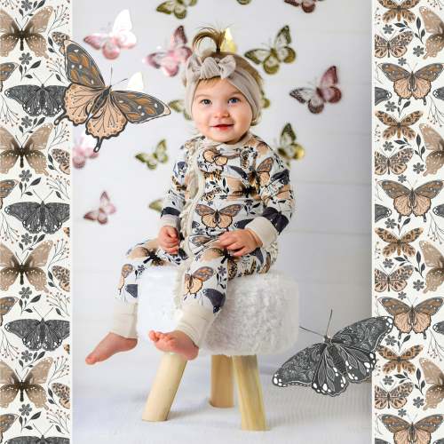 Bamboo Ruffle Sleeper Snoozer | Soft Convertible One-Piece Pajamas | Fletch