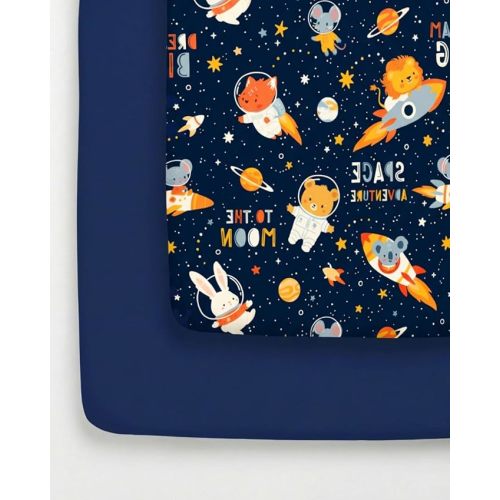 Pack and Play Sheets Fitted - 2 Pack Mini Crib Sheets for Pack N Play Mattress - Unisex Playard Microfiber Bedding for Boys & Girls - Soft, Breathable and Wrinkle Free - Oeko-Tex, 38 x 26in - Cosmo