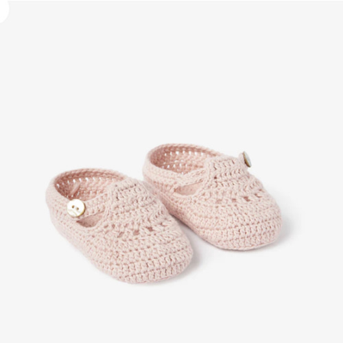 Blush T-Strap Hand Crocheted Baby Booties – Elegant Baby