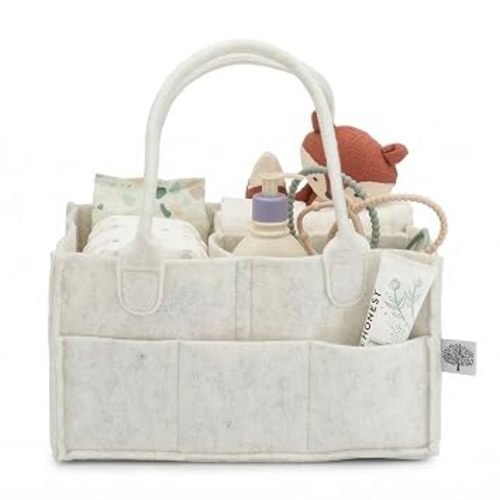 Parker Baby Co. Felt Diaper Caddy Organizer - Large, White