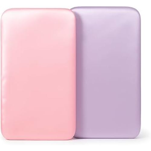 Satin Bassinet Sheet 2 Pack, Great for Baby Hair, Soft Silk Feeling Sheet for Rectangle Cradle Bassinet Mattress Pad, for Girls Gift Newborn and Infant(Pink & Purple)